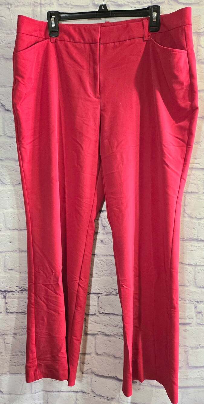 Worthington Red Modern Fit Flat Front Dress Pants 18 Slashed Pockets